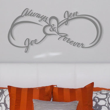 Infinity Symbol with First Names, Heart, Always and Forever | Metal Wall Hanging - Simply Royal Design